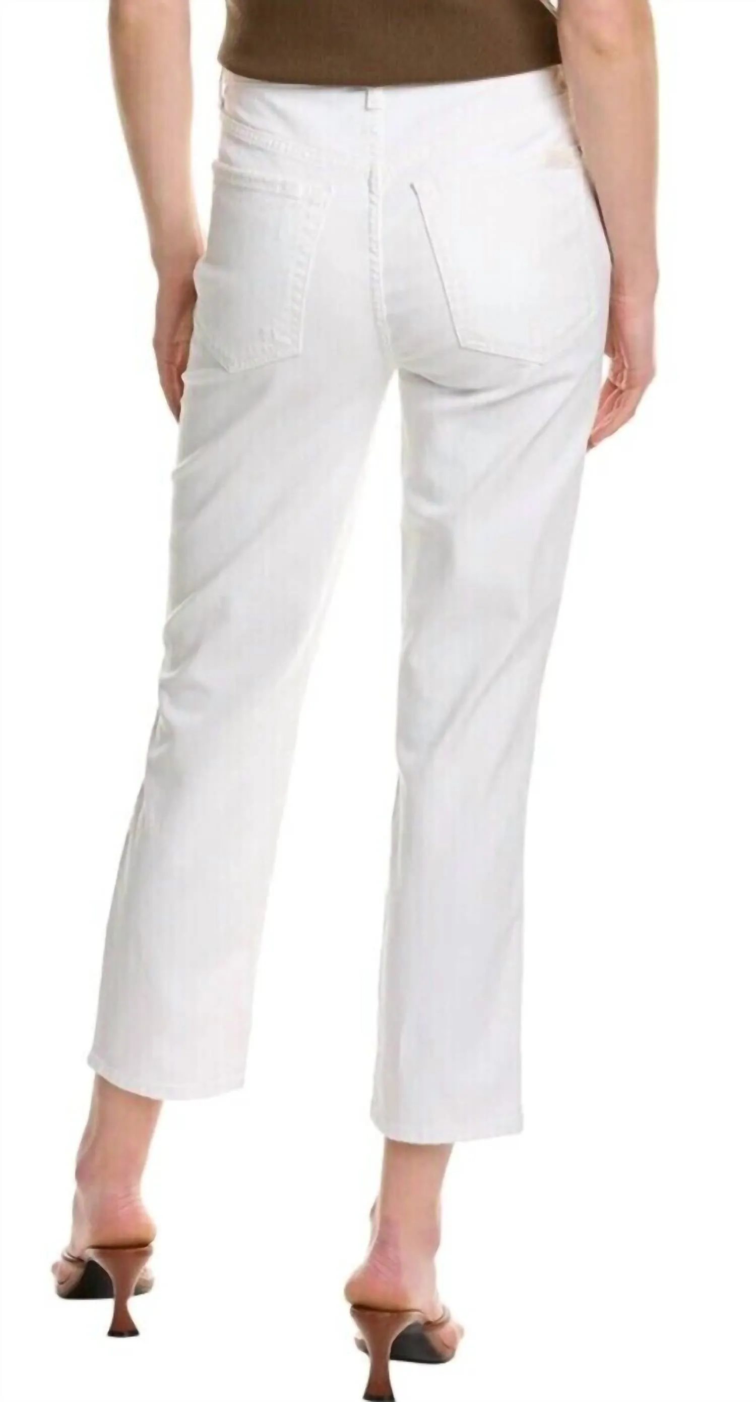 7 For All Mankind - Hi-Waist Button Fly Cropped Straight Jeans
