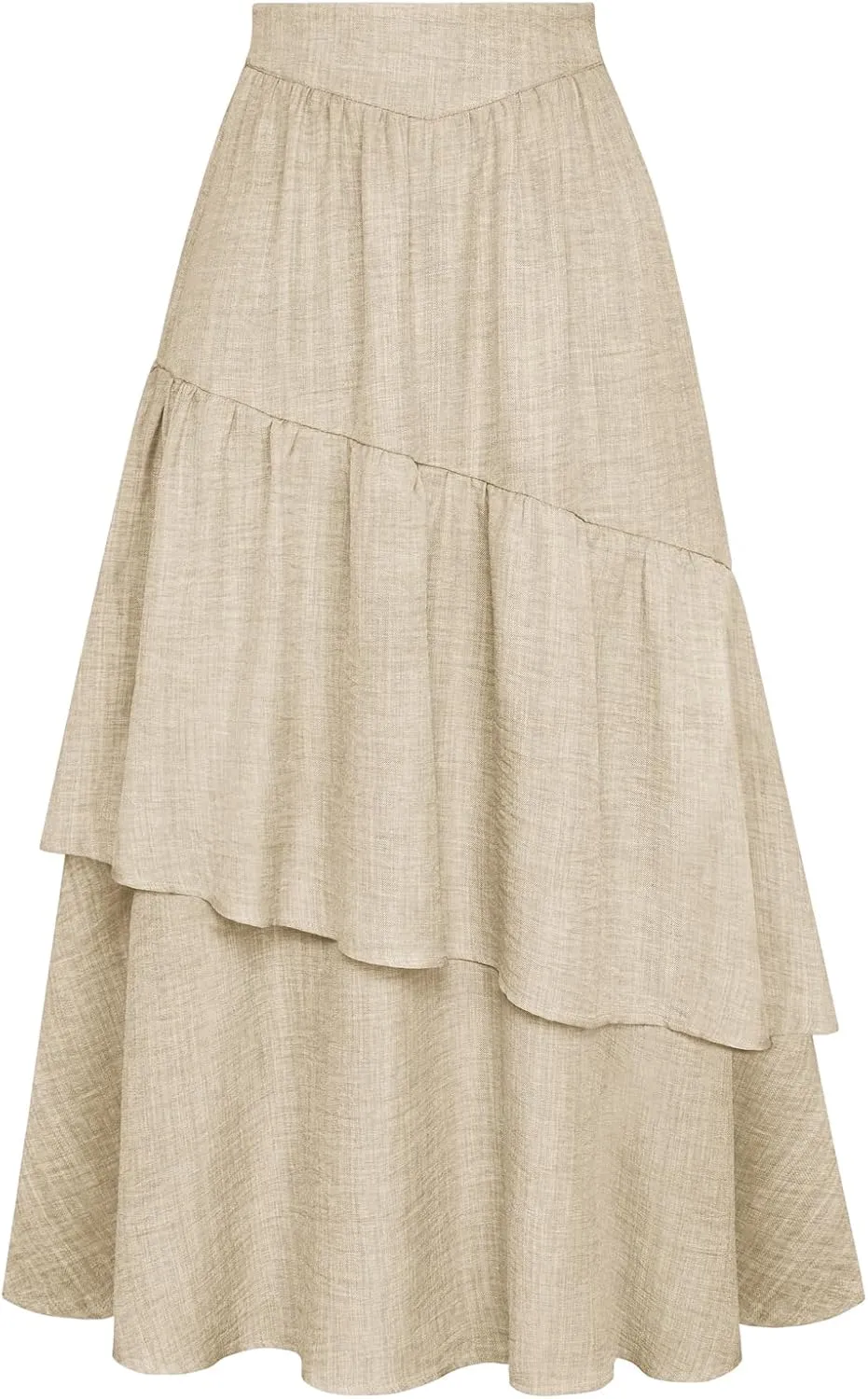 Belle Poque Vintage Skirts for Women Tiered Long Skirts High Waisted Asymmetrical Ruffle A Line Skirt with Pockets