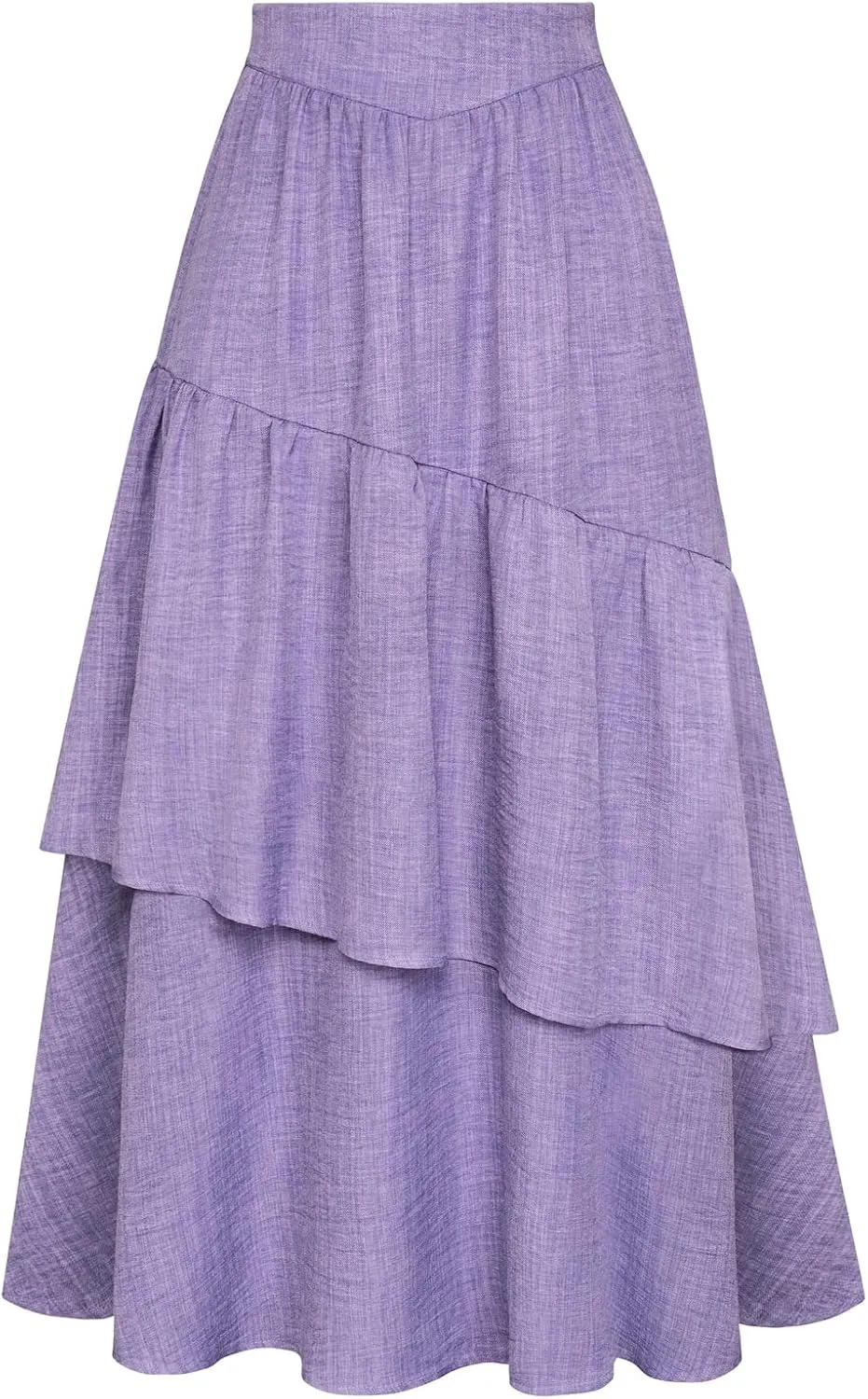 Belle Poque Vintage Skirts for Women Tiered Long Skirts High Waisted Asymmetrical Ruffle A Line Skirt with Pockets