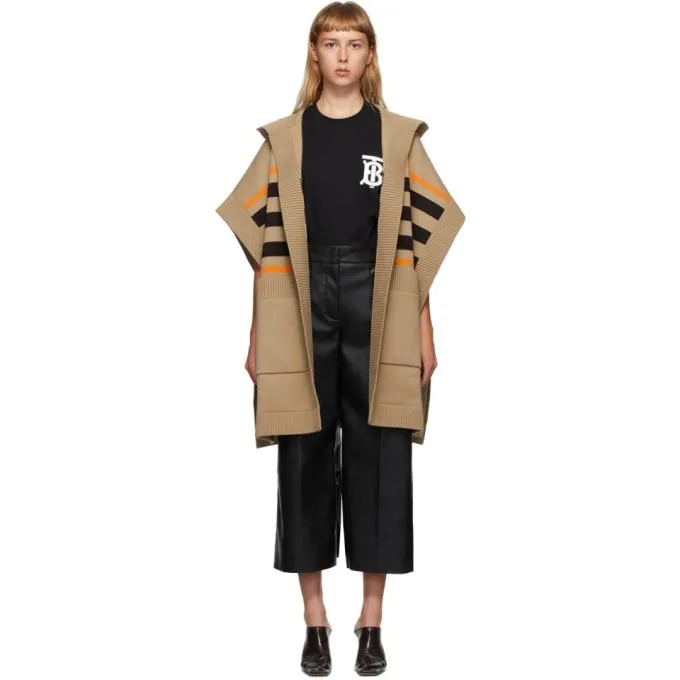Burberry Beige TB Monogram Stripe Cape
