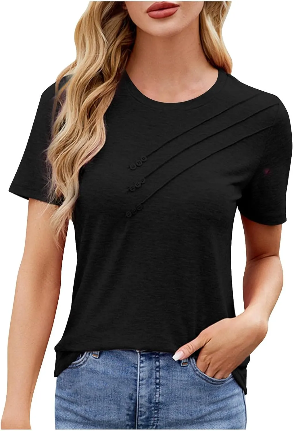 Business Workout Basic Blouses Tops for Womens Tshirts Short Sleeve Crewneck Tees Casual Summer Dressy T Shirts