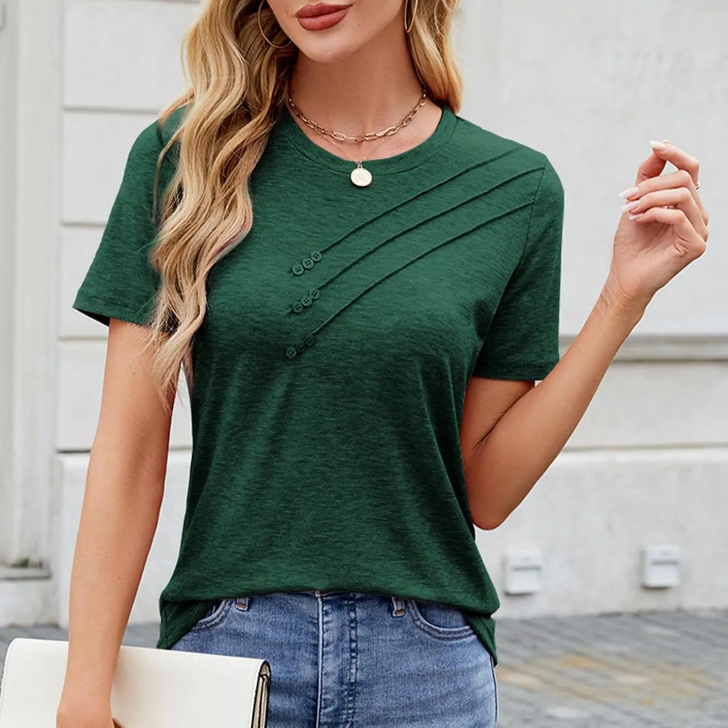 Business Workout Basic Blouses Tops for Womens Tshirts Short Sleeve Crewneck Tees Casual Summer Dressy T Shirts