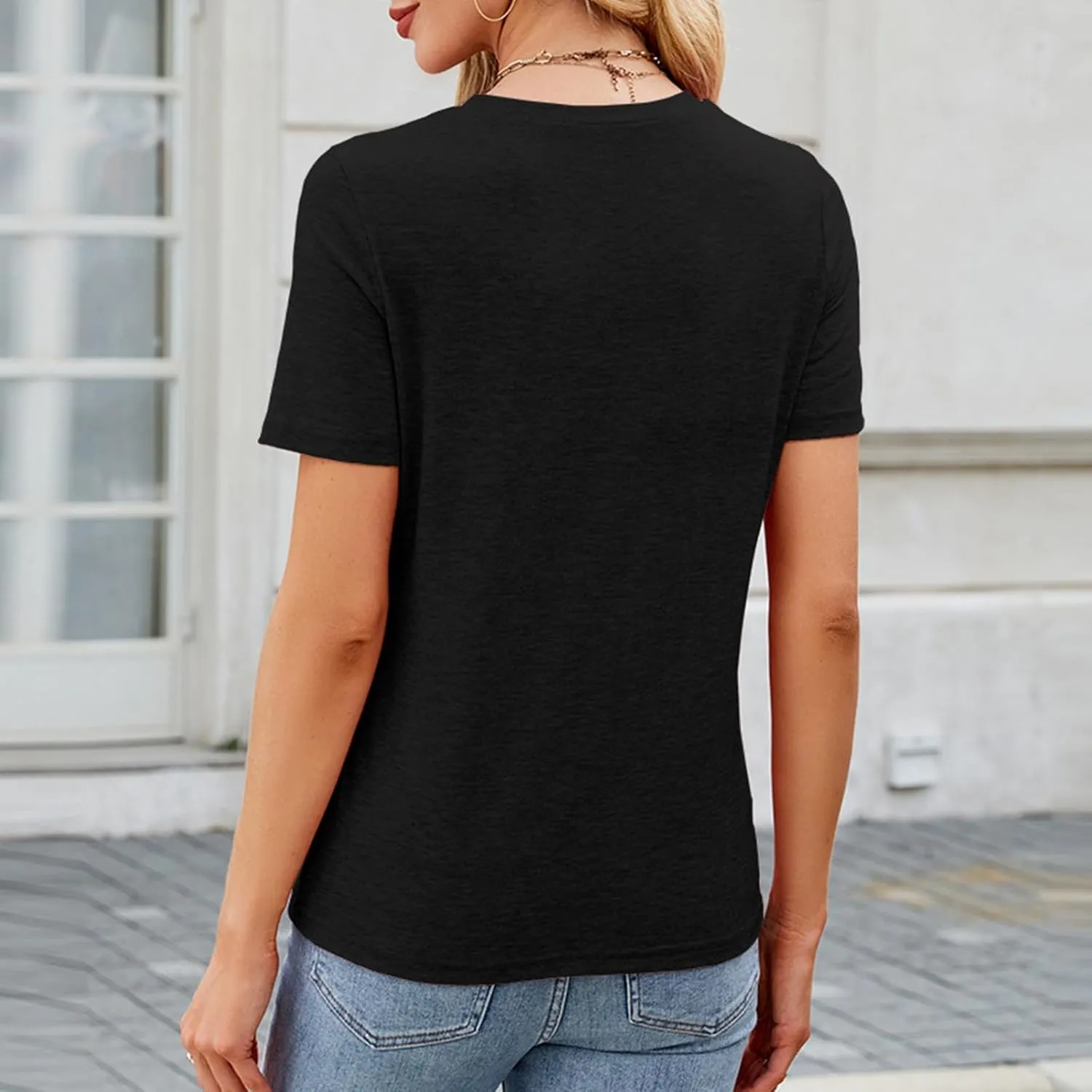 Business Workout Basic Blouses Tops for Womens Tshirts Short Sleeve Crewneck Tees Casual Summer Dressy T Shirts