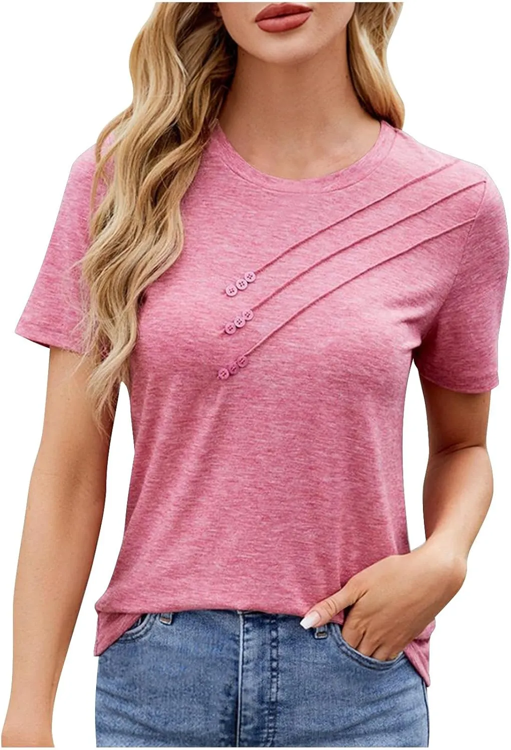 Business Workout Basic Blouses Tops for Womens Tshirts Short Sleeve Crewneck Tees Casual Summer Dressy T Shirts