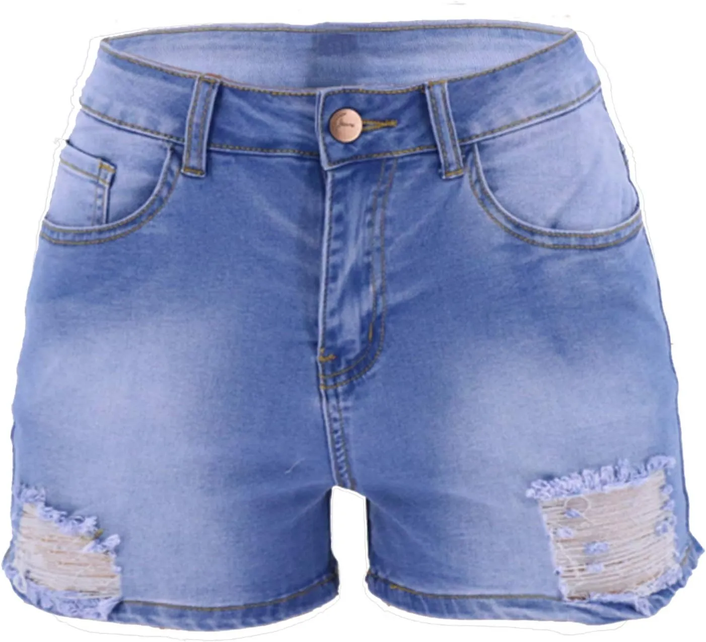 FOURSTEEDS Women's Patchwork Patch Mini Hot Summer Denim Shorts Distressed Ripped Jeans