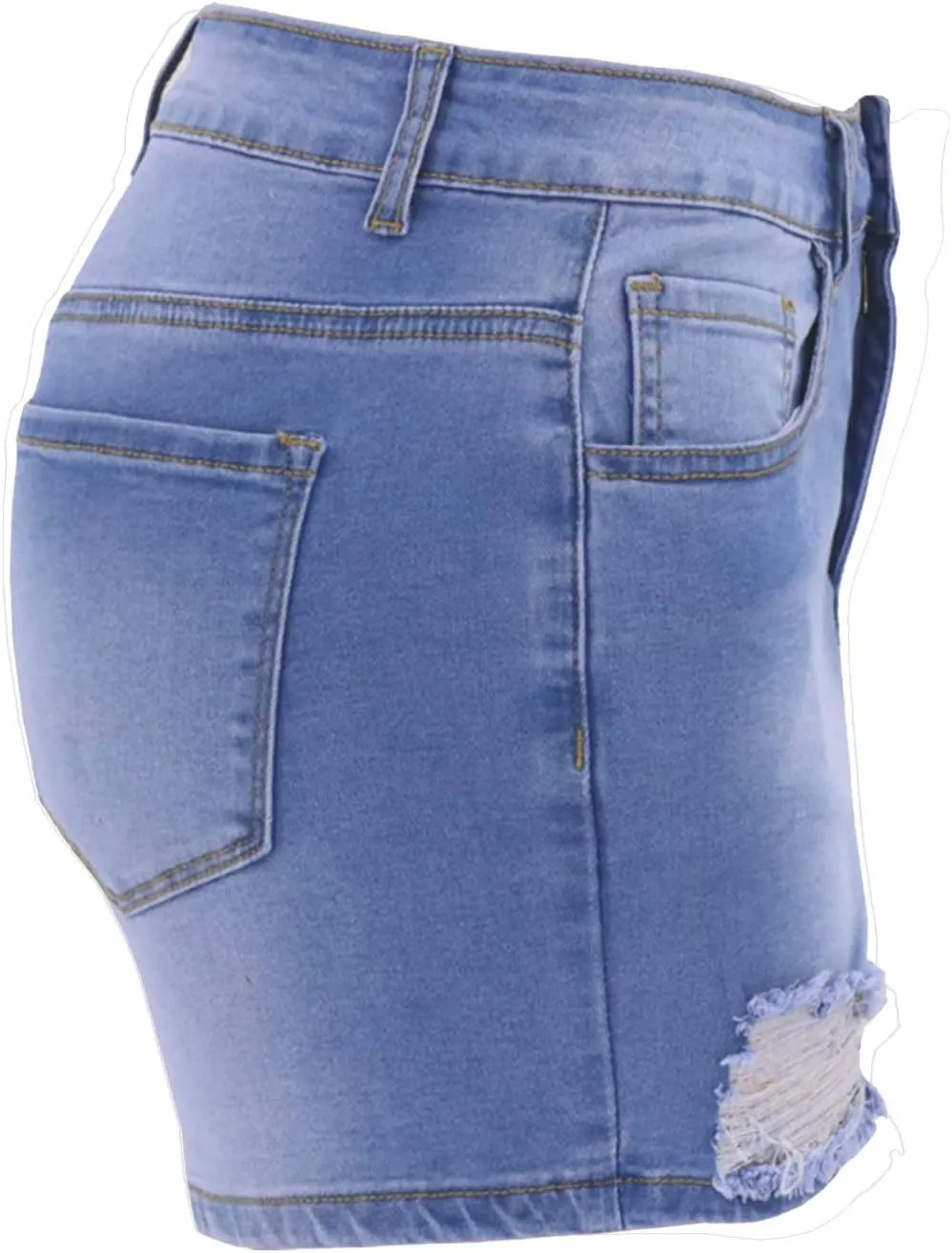 FOURSTEEDS Women's Patchwork Patch Mini Hot Summer Denim Shorts Distressed Ripped Jeans