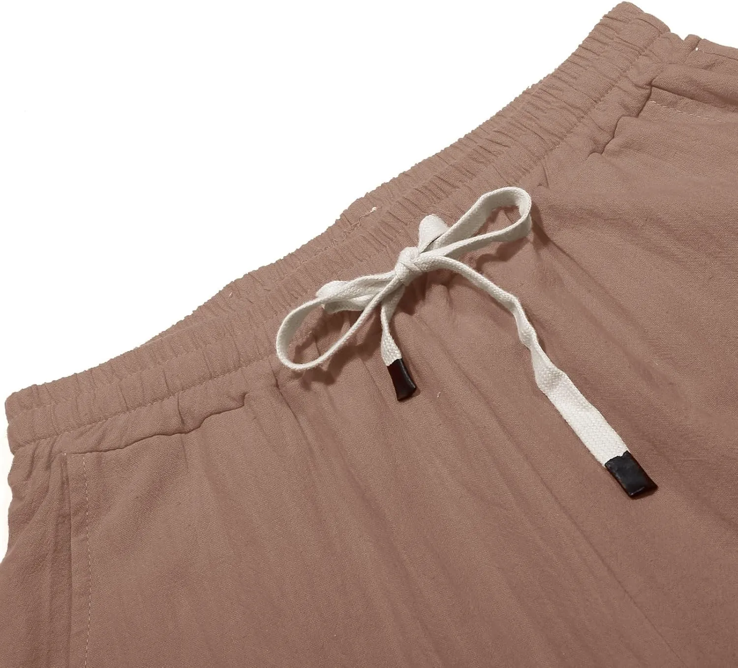GOKKILRW Womens Linen Beach Capris Lounge Cropped Pant Boho Vacation Palazzo Pants Elastic Waist Lightweight Causal Joggers