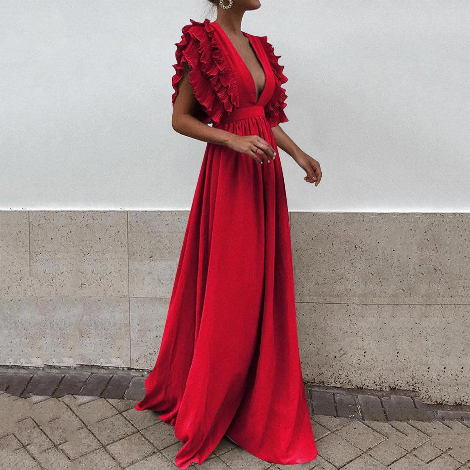 Gowns for Short Women Sleeve Tiered Midi Dress Tie Waist A Line Long Party Dress Cocktail Formal Dresses for