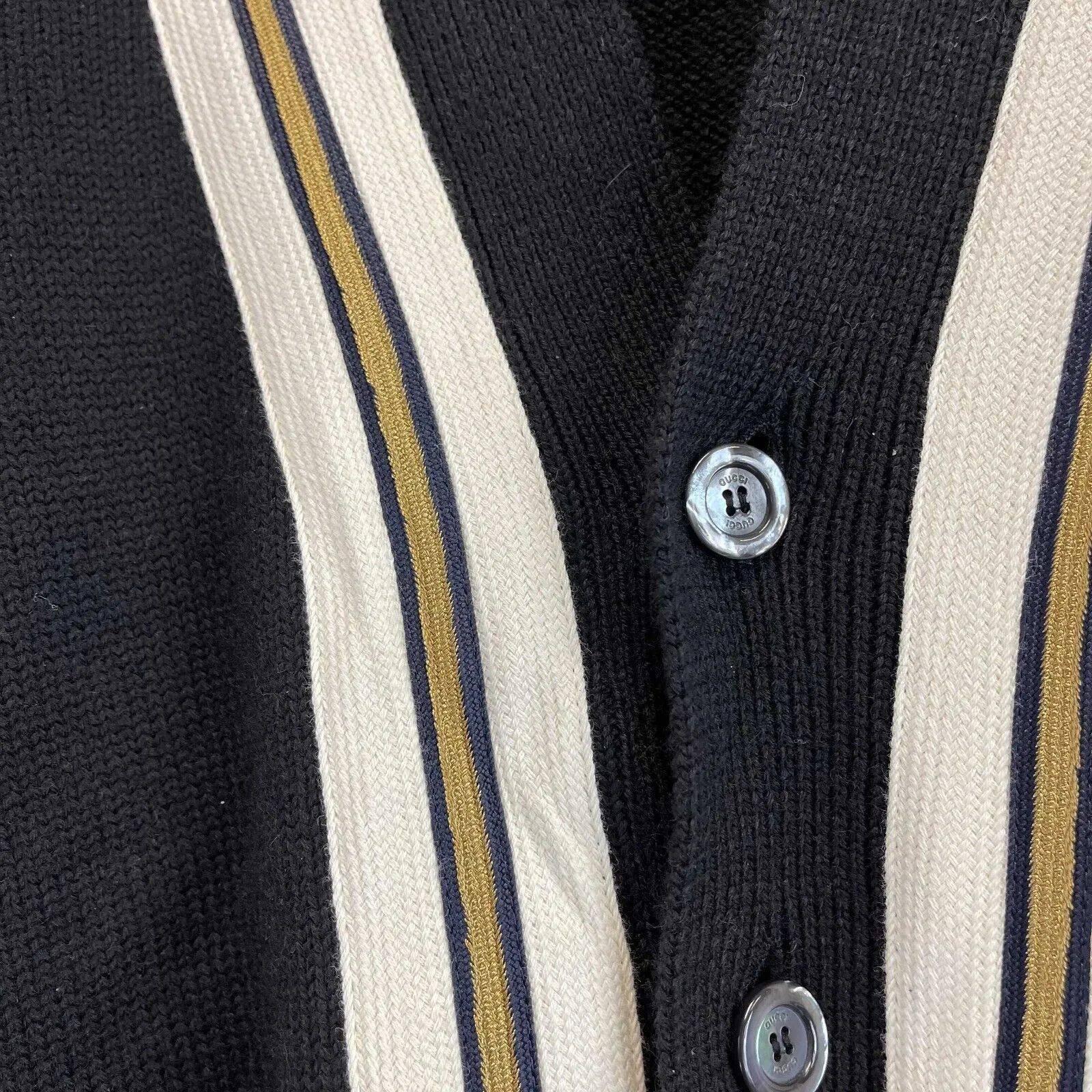 Gucci - Wool Bee Appliqu Black Cardigan - Size label missing