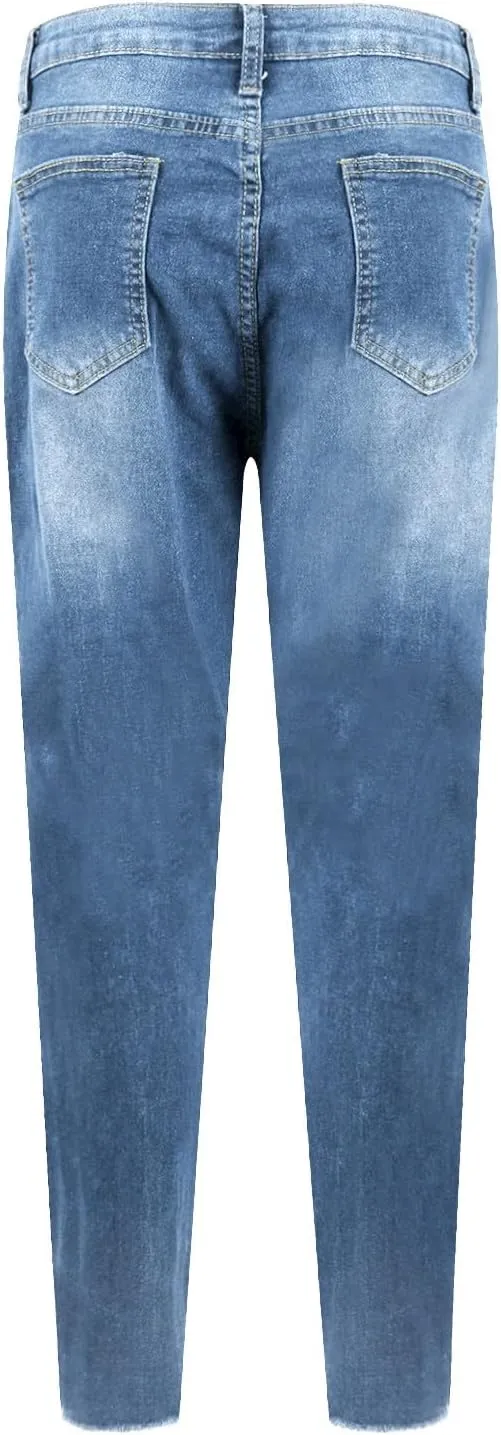 Jeggings for Women Tummy Control High Waisted Ripped Skinny Jeans Stretchy Distressed Denim Leggings with Pockets