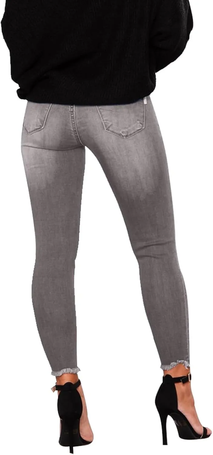 Jeggings for Women Tummy Control High Waisted Ripped Skinny Jeans Stretchy Distressed Denim Leggings with Pockets