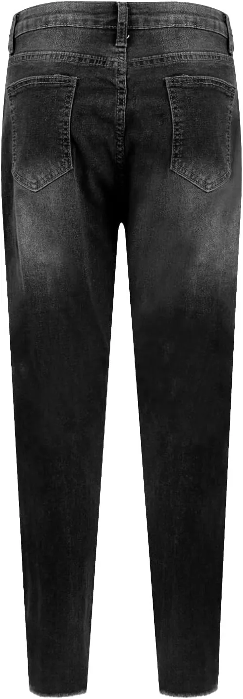 Jeggings for Women Tummy Control High Waisted Ripped Skinny Jeans Stretchy Distressed Denim Leggings with Pockets