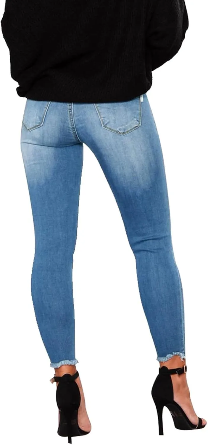 Jeggings for Women Tummy Control High Waisted Ripped Skinny Jeans Stretchy Distressed Denim Leggings with Pockets