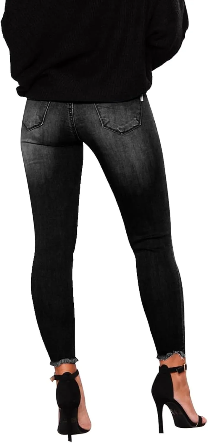 Jeggings for Women Tummy Control High Waisted Ripped Skinny Jeans Stretchy Distressed Denim Leggings with Pockets