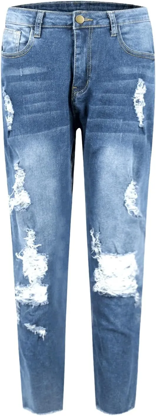 Jeggings for Women Tummy Control High Waisted Ripped Skinny Jeans Stretchy Distressed Denim Leggings with Pockets