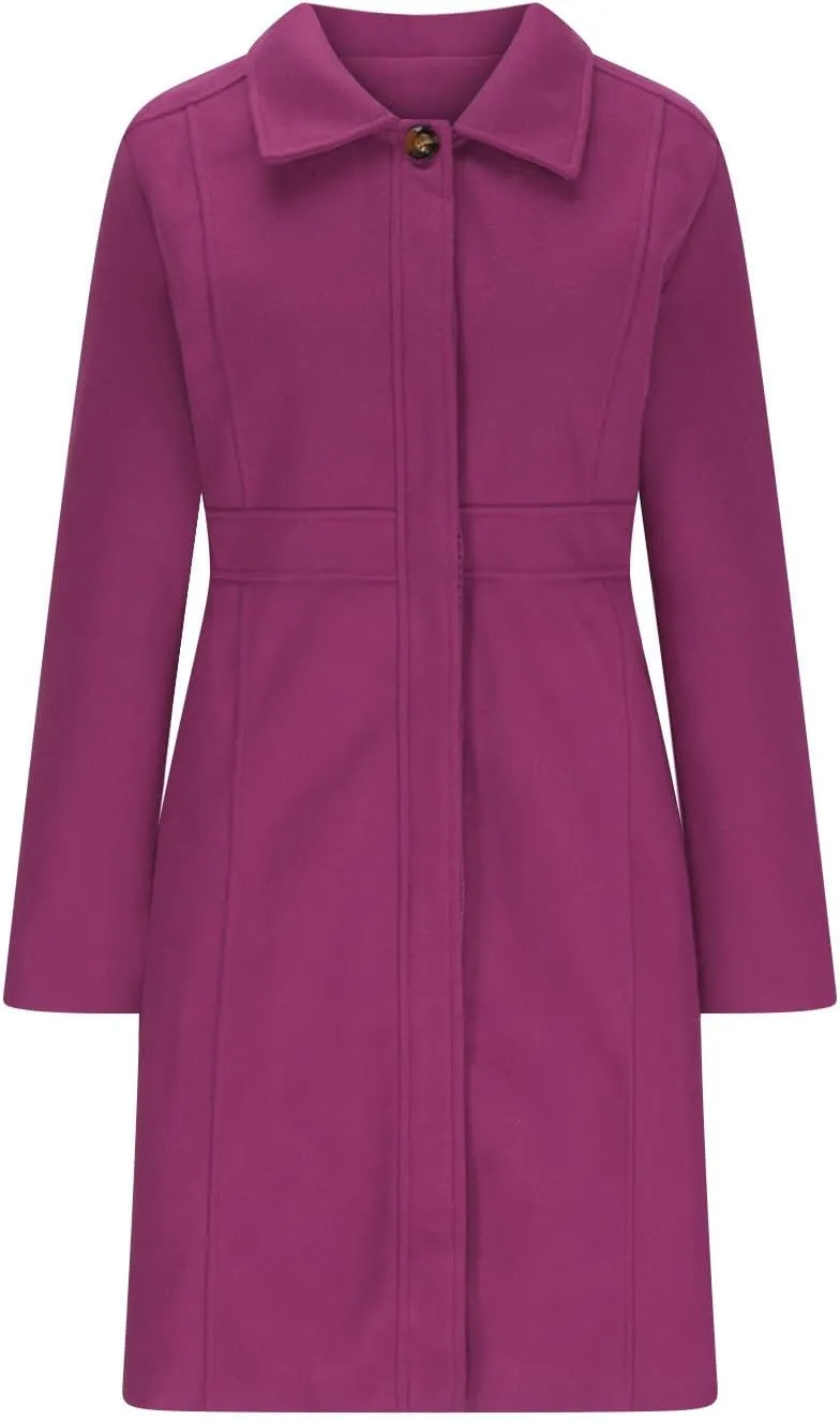 Lmdudan Women's Elegant Single Breasted Coat Long Sleeve Mid Winter Overcoat Work Office Pea Coats Fashion Trench Coats