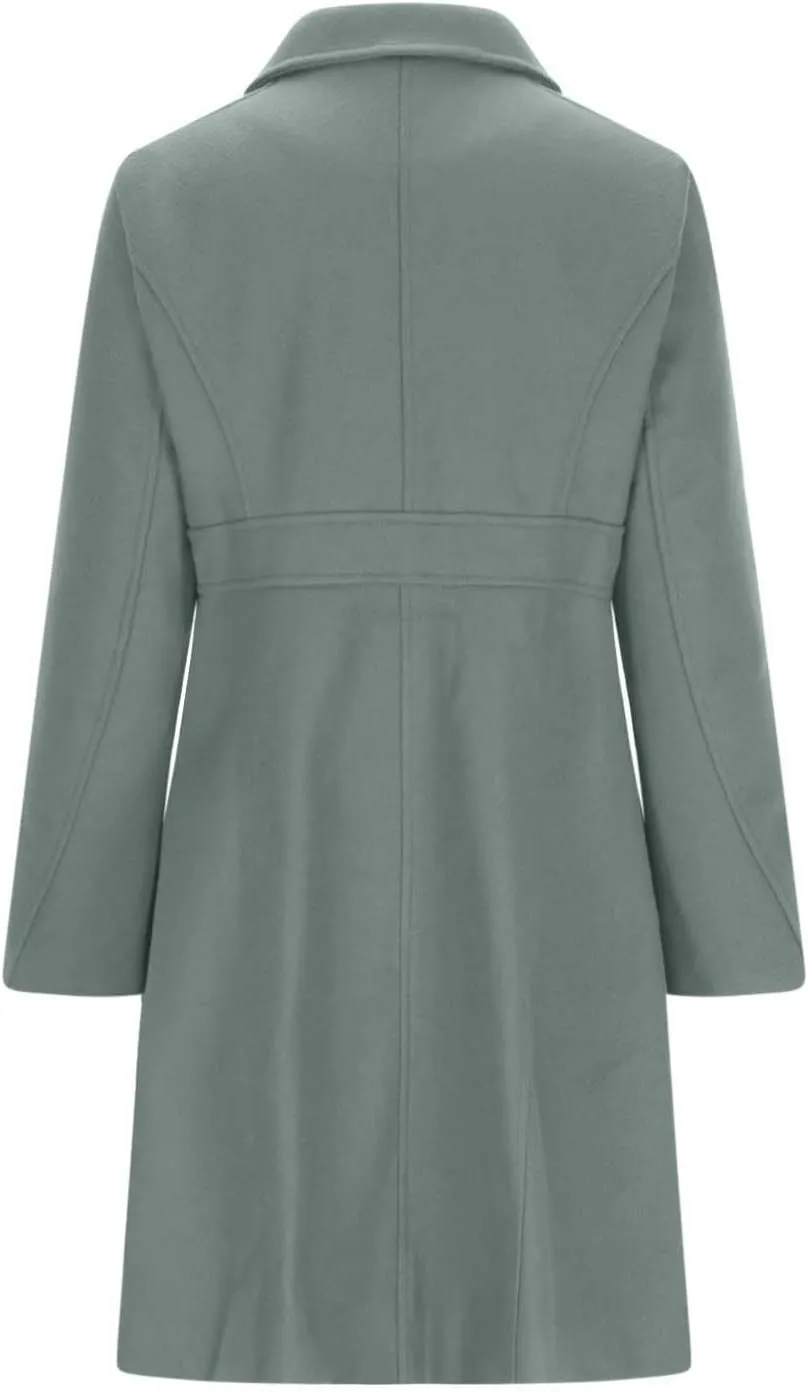 Lmdudan Women's Elegant Single Breasted Coat Long Sleeve Mid Winter Overcoat Work Office Pea Coats Fashion Trench Coats