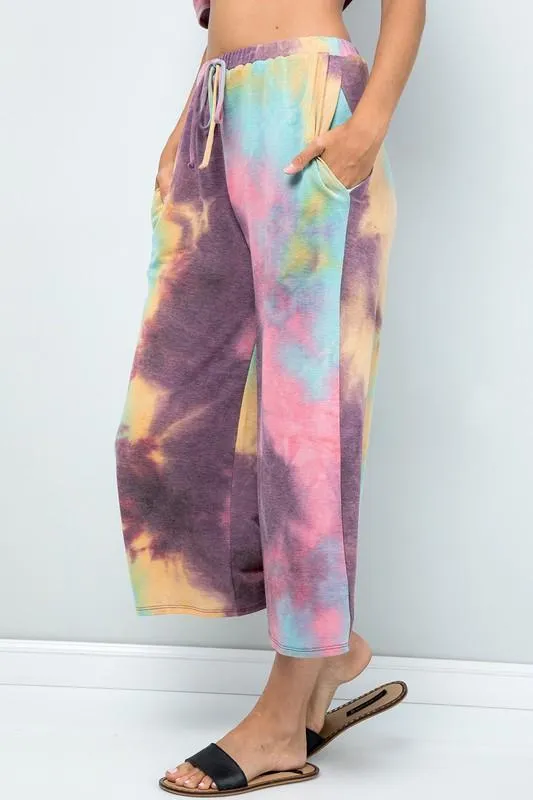 Pre-Order Multi-color Cropped Wide-Leg Pants
