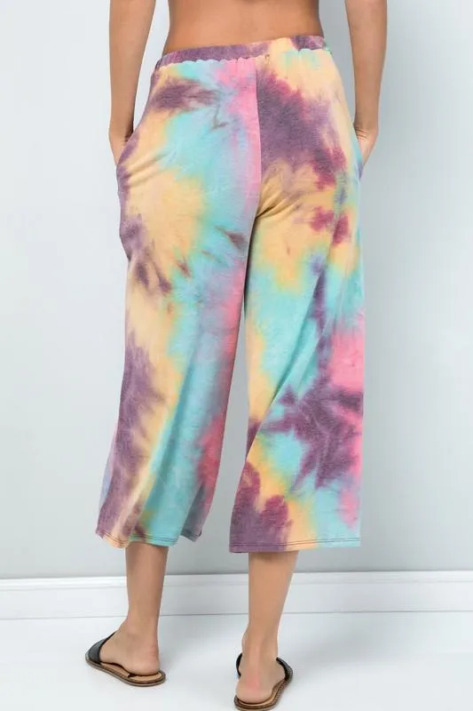 Pre-Order Multi-color Cropped Wide-Leg Pants