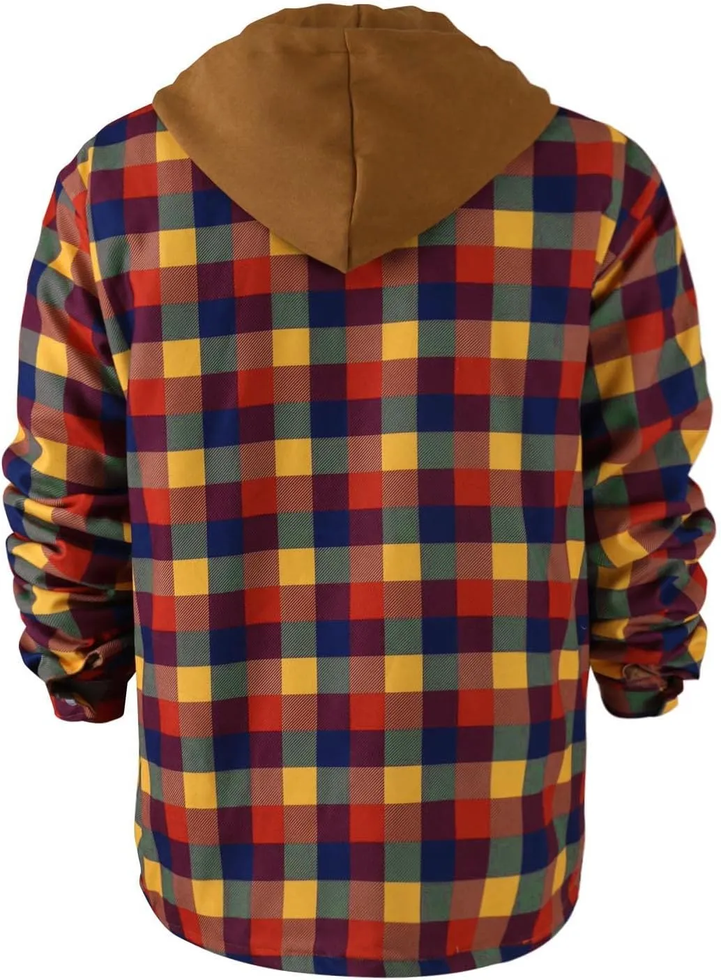 RTRDE Men's Button Down Long Sleeve Shirts Hooded Jacket Plaid Shirts Quilted Lined Fall Winter Coat Shirt, M-5XL