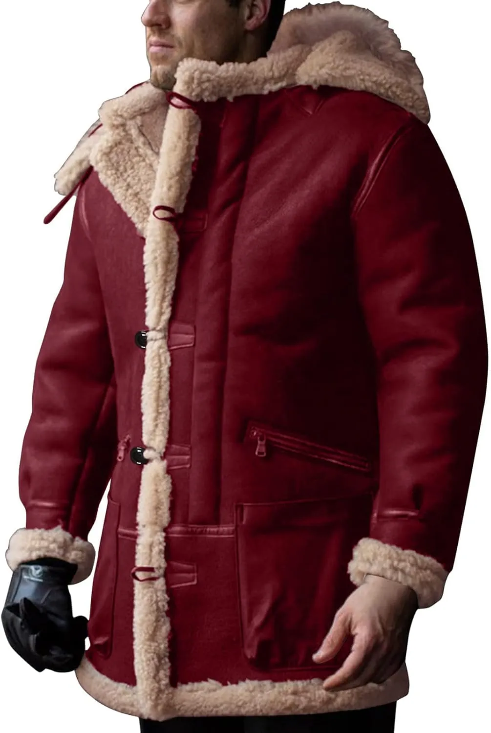 RTRDE Men's Jackets Winter Thick Sherpa Lined Fleece Hoodie Jacket Coat Outwear Lightweight, M-5XL