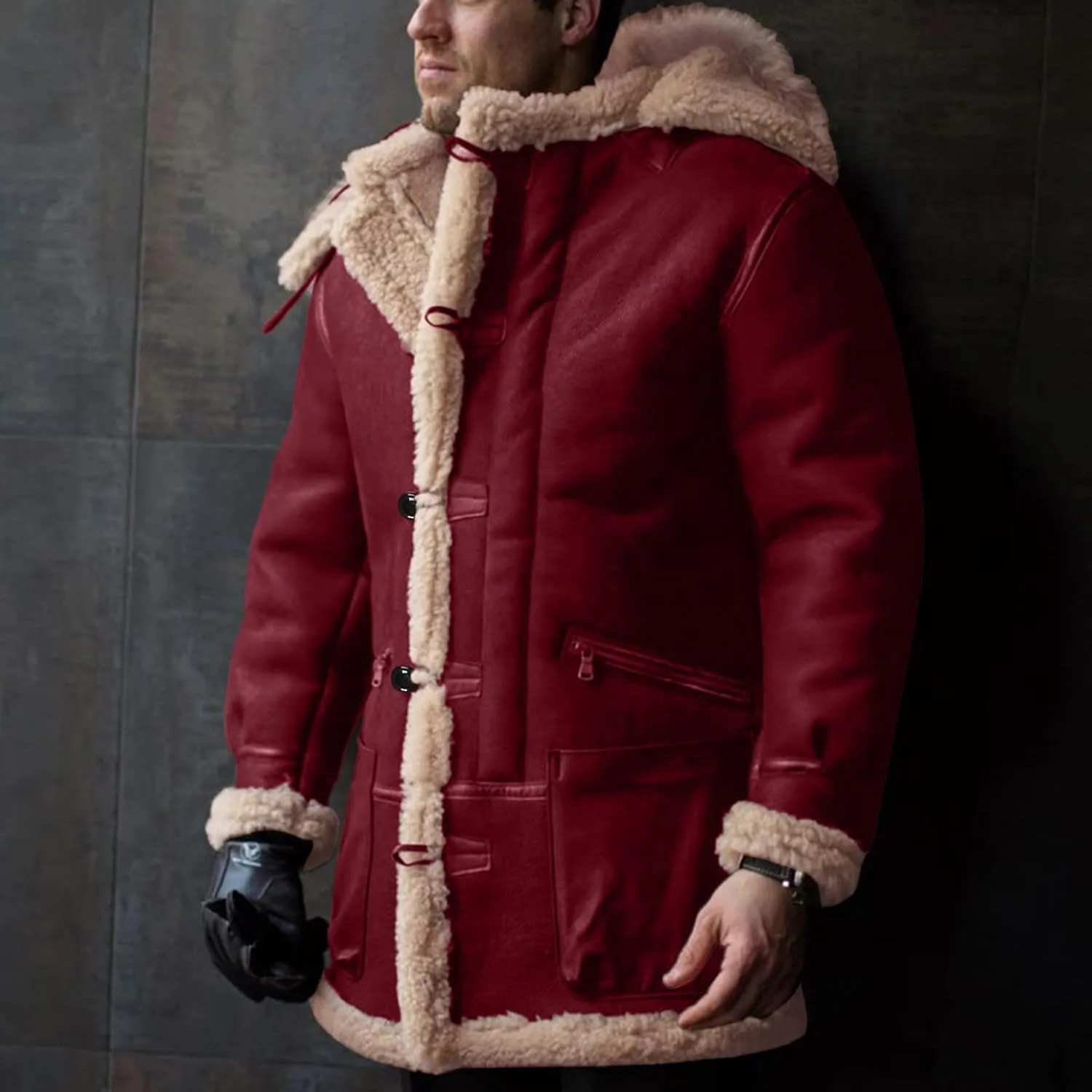 RTRDE Men's Jackets Winter Thick Sherpa Lined Fleece Hoodie Jacket Coat Outwear Lightweight, M-5XL