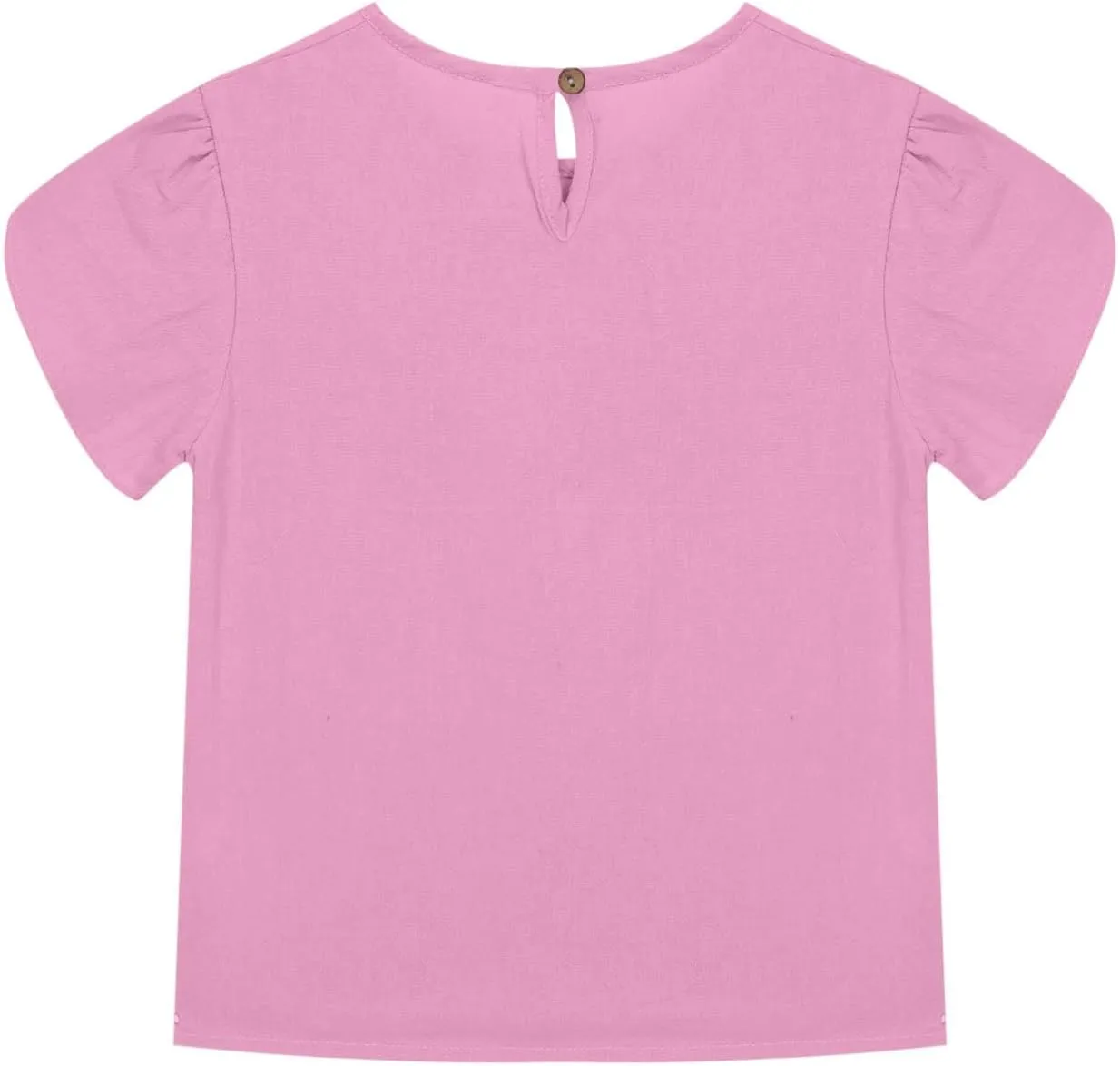 Summer Girls Cotton Linen T Shirts Crewneck Petal Short Sleeve Cute Casual Tops Loose Workout Blouse Tee 5-15 Years