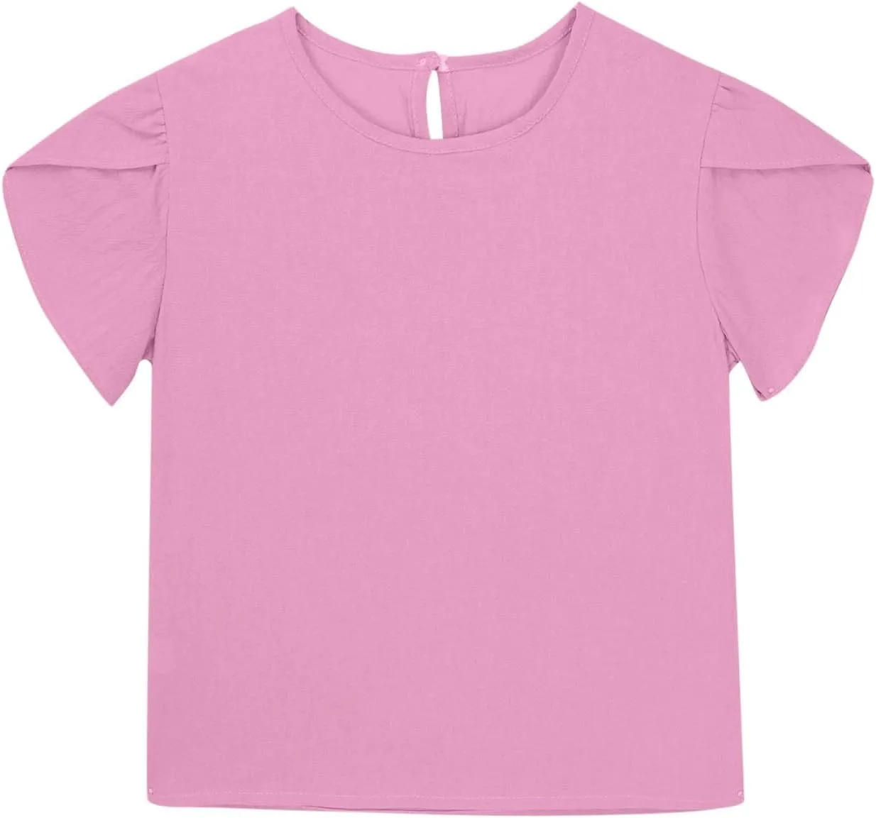 Summer Girls Cotton Linen T Shirts Crewneck Petal Short Sleeve Cute Casual Tops Loose Workout Blouse Tee 5-15 Years