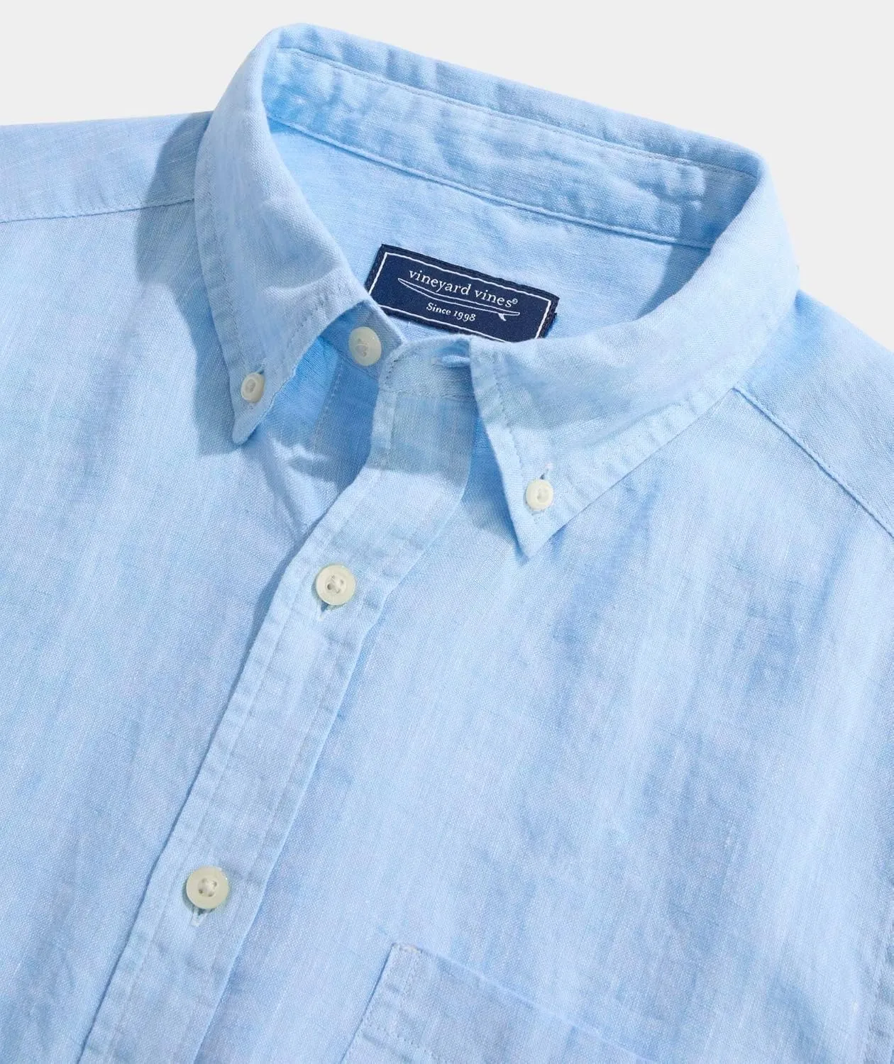 vineyard vines Men's Surfside Solid Linen Short Sleeve Shirt