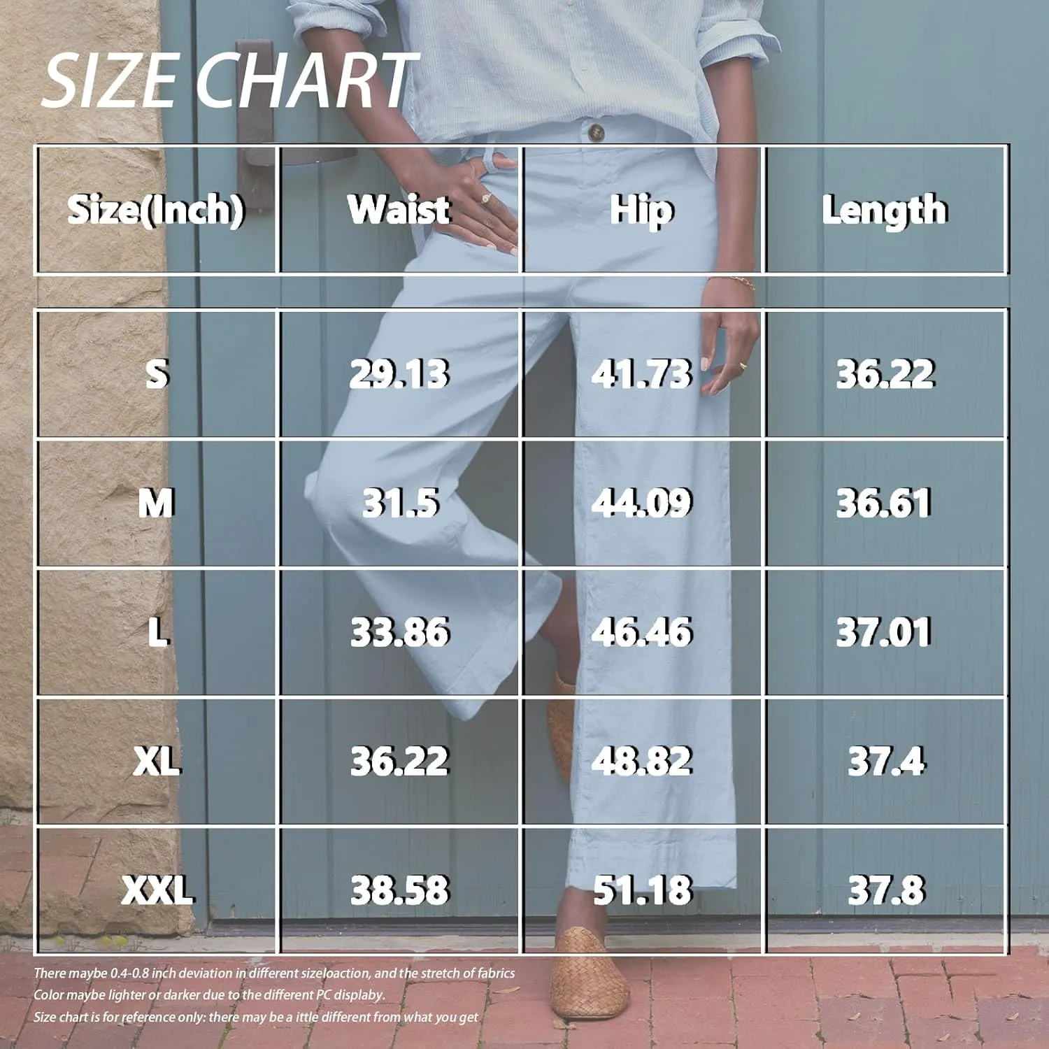 Wide Leg Linen Pants for Women Cropped High Waisted Bootcut Palazzo Pants Business Casual Work Slacks with Pockets