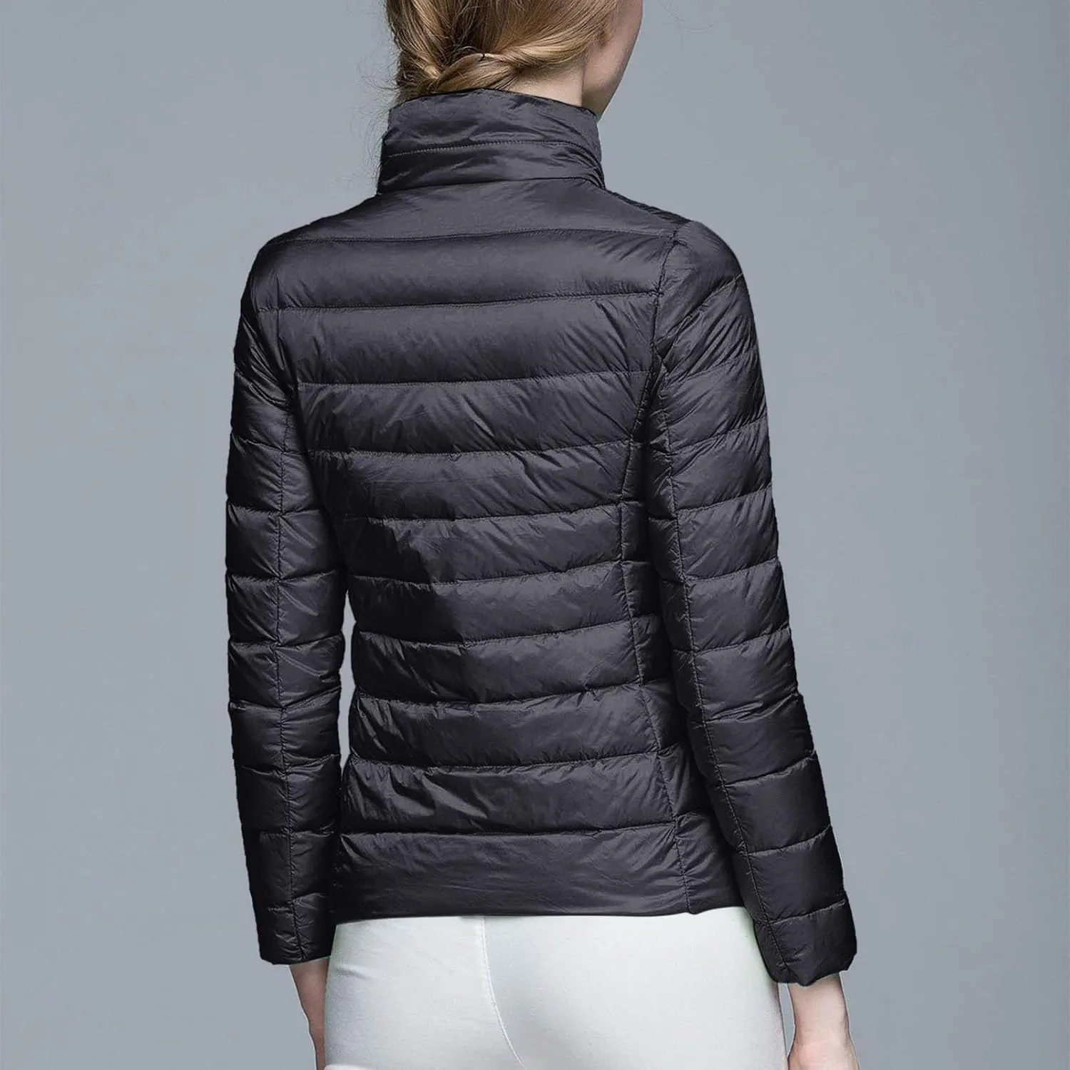 Women's Down Jackets & Parkas Warm Packable Lightweight Winter Quilted Jacket Stand Collar Slim Fit Cropped Puffer Jackets