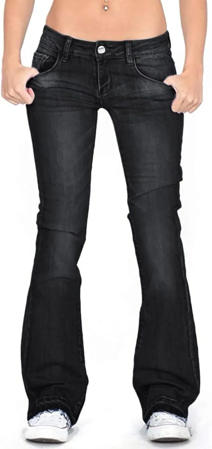 Women's Vintage Flare Jeans High Waist Stretch Denim Bell Bottoms Jeans Retro Bell-Bottomed Pants Plus Size