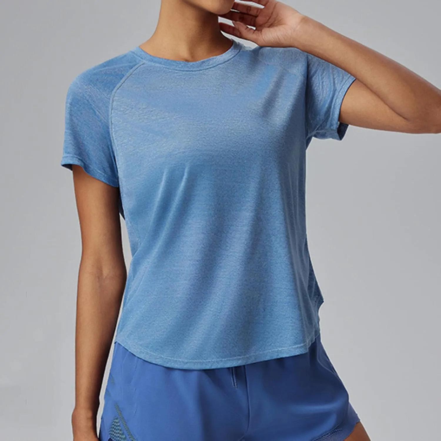 Women's Workout Shirts Short Sleeve Sports Tee Crew Neck Running Yoga Quick Dry Top 2025 Summer Vacation Blouses