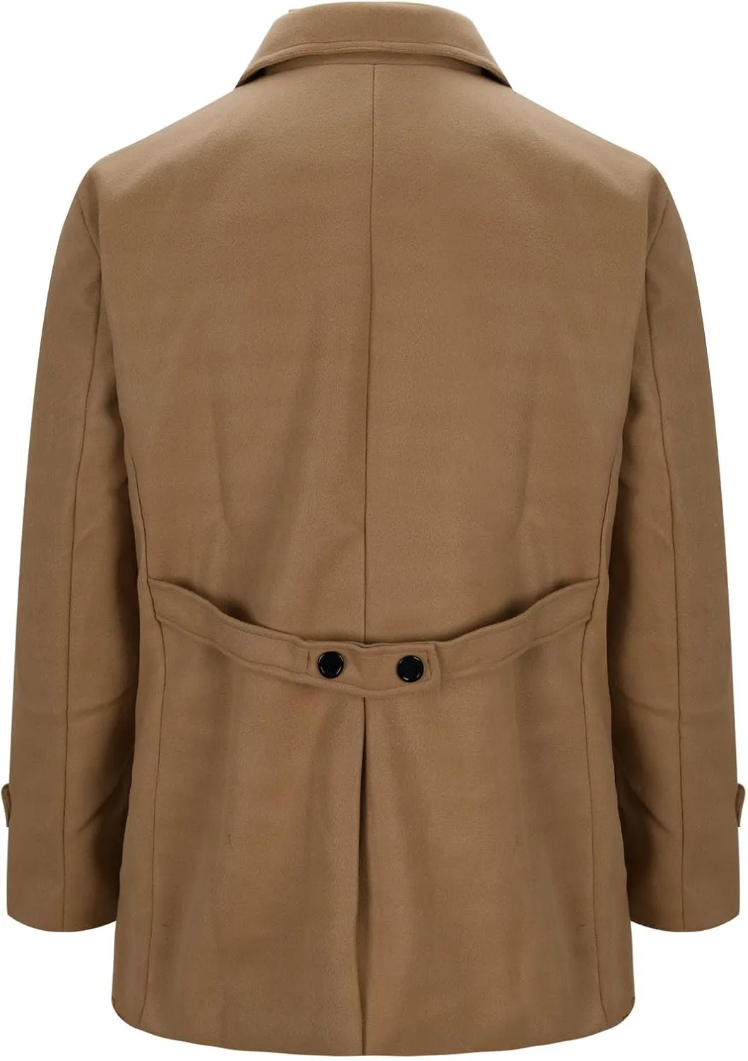 Xiaojmake Men's Double Breasted Peacoat Wool Blend Winter Warm Short Trench Coat Classic Notched Collar Business Overcoat
