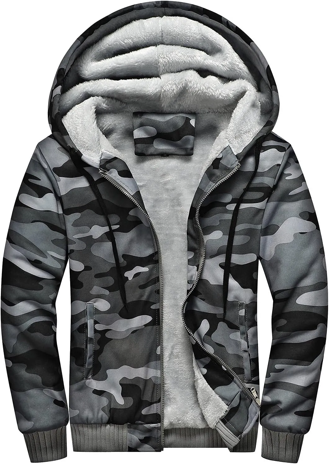 Ymosrh Men's Hooded Fashion Jacket Up Hoodies Sherpa Fleece Sweatshirts Jackets Full Casual Winter Work Coats Jacket